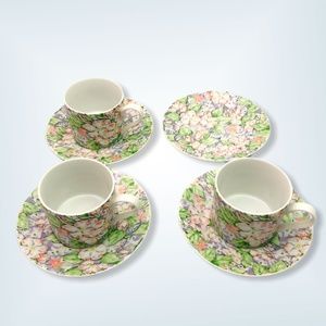 Neiman Marcus Apple Blossom Teacup/Saucer Set 7pc